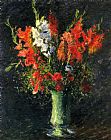 Gustave Caillebotte Paintings - Vase of Gladiolas by Gustave Caillebotte